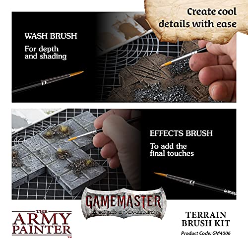 The Army Painter Gamemaster: Terrain Miniature Acrylic Paint Brush in Four Sizes- Terrain Detail Paint Brush, Fine Paint Brush, Model Paint Brush Set for Terrains & Tiles & Wargaming Terrain