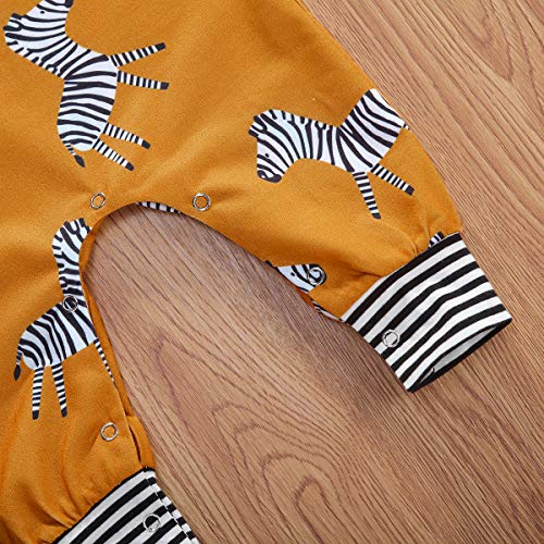 Arvbitana Newborn Toddler Baby Girl Boy Sleeveless Cartoon Romper Bodysuit Jumpsuit Animal One Piece Outfit Summer Clothes (A-Yellow Zebra, 6-12 Months)