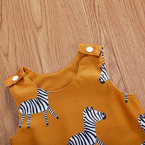 Arvbitana Newborn Toddler Baby Girl Boy Sleeveless Cartoon Romper Bodysuit Jumpsuit Animal One Piece Outfit Summer Clothes (A-Yellow Zebra, 6-12 Months)