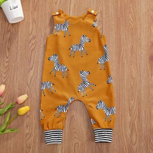 Arvbitana Newborn Toddler Baby Girl Boy Sleeveless Cartoon Romper Bodysuit Jumpsuit Animal One Piece Outfit Summer Clothes (A-Yellow Zebra, 6-12 Months)