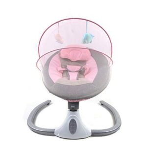 TFCFL Baby Swings for Infants, Foldable Infant Swing Chair Baby Bouncer 4-Speeds with Music Speaker, Remote Control, Netting, Hanging Toys, Seat Cover, Pillow or 0-12 Months Newborn Babies (Pink)