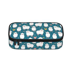 gocerktr sheep love pencil case large capacity pencil bag double zippers pen bag with compartments multifunction makeup bag for women