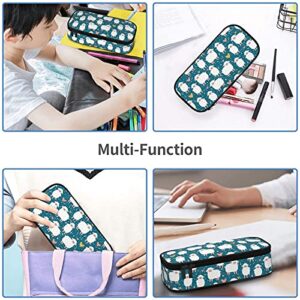 Gocerktr Sheep Love Pencil Case Large Capacity Pencil Bag Double Zippers Pen Bag with Compartments Multifunction Makeup Bag for Women