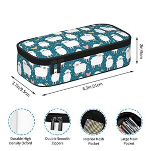 Gocerktr Sheep Love Pencil Case Large Capacity Pencil Bag Double Zippers Pen Bag with Compartments Multifunction Makeup Bag for Women