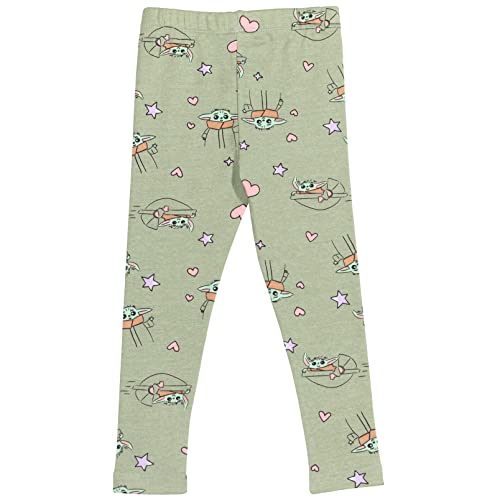 Star Wars Baby Yoda Little Girls T-Shirt and Leggings Outfit Set Pink/Green 6-6X