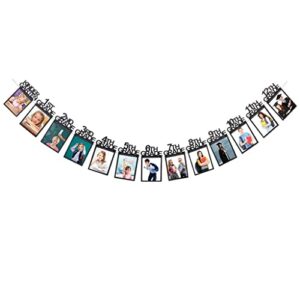 black graduation party photo banner, paper sign for recording from kindergarten to 12th grade party bunting garlands