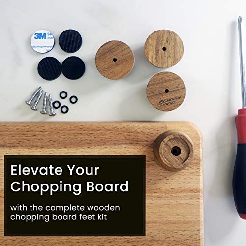 Carpenter Woods Wooden Cutting Board Feet - Cutting Board Kit - wood cutting board feet with silicone rubber feet for cutting board unfinished cutting board Butcher block cutting board feet silicone
