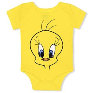 warner bros looney tunes tweety girls short sleeve bodysuit for newborn and infant – yellow