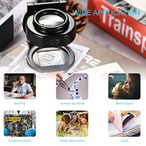 25X Loupe Magnifier Mini Rechargeable Foldable Pocket Magnifier Zinc Alloy Magnifying Glass Illuminated Handhold Magnifier for Jewelry Textile Currency Coins Stamps Circuit Board Gems