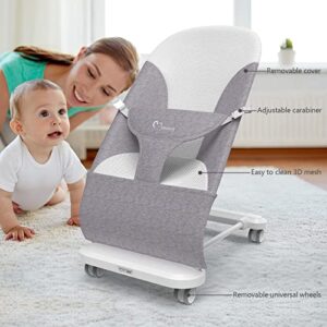 Baby-Bouncer-Seat-for-Infants: Portable Bouncer for Babies 0-6 Months：Infant Bouncers & Rockers： Baby Rocker for Infants with Removable Wheels: Adjustable Multi Position Infant Bouncer Seat