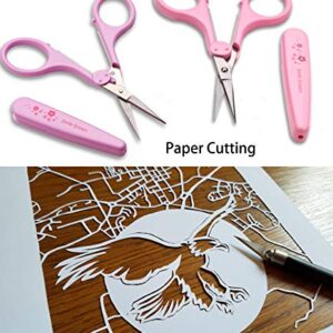 PAFASON 4" Stainless Steel Detail Craft Scissors Set with Straight & Precise Tips & Safety Cover Ideal for Scrapbooking, Paper Cutting, Sewing, Crafting, Quilting