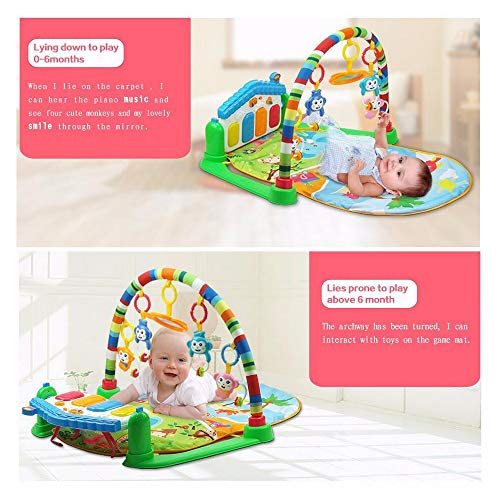 Christoy Baby Kick and Gym Play Mat Lay & Play 3 in 1 Fitness Music and Lights Fun Piano Activity Mat Infant Newborn Toys Girl Boy (Green)