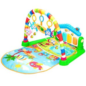 Christoy Baby Kick and Gym Play Mat Lay & Play 3 in 1 Fitness Music and Lights Fun Piano Activity Mat Infant Newborn Toys Girl Boy (Green)