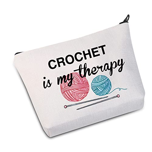 Knitting Project Bag Crochet Is My Therapy Knitting Humor Gift Yarn Bag Knitting Bag Mothers Day Gift (My Therapy B)