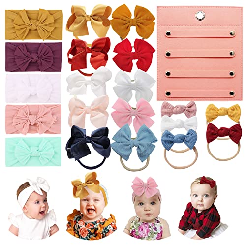 20PCS Baby Nylon Headbands,Bow Holder for Girls Hair Bows,baby essentials for newborn,Hair Accessories for Baby Girls