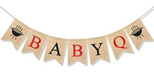 uniwish baby q banner for baby shower birthday party decorations summer bbq barbecue picnic party supplies photo backdrop