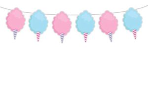 6″ tall cotton candy garland, cotton candy banner, cotton candy decorations, candy banner, candy decorations, candy party supplies