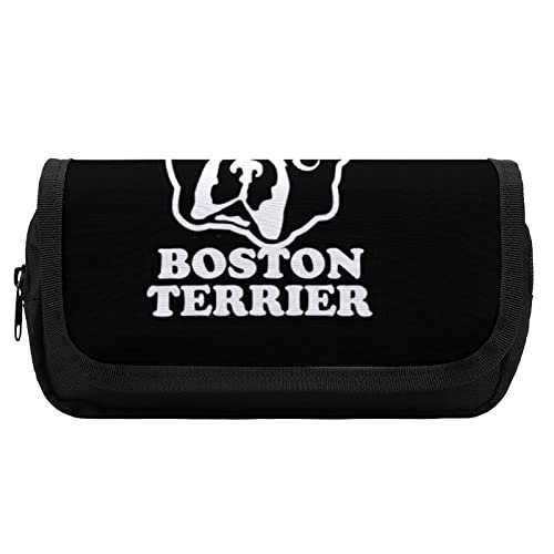 Boston Terrier Large Capacity Pencil Case Multi-Slot Pencil Bag Portable Pen Storage Pouch with Zipper