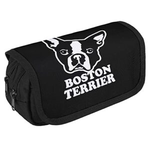 Boston Terrier Large Capacity Pencil Case Multi-Slot Pencil Bag Portable Pen Storage Pouch with Zipper