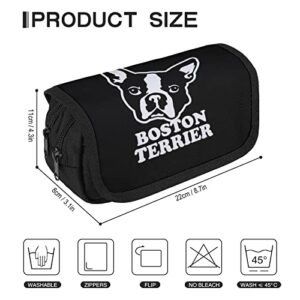 Boston Terrier Large Capacity Pencil Case Multi-Slot Pencil Bag Portable Pen Storage Pouch with Zipper