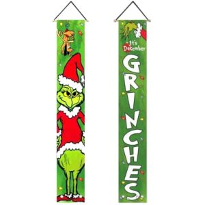 Christmas decorations. This is the December porch sign. Front Yard Kids Party Banner Hang banners for indoor and outdoor parties in the yard during the Christmas and winter holidays. (Style 1)