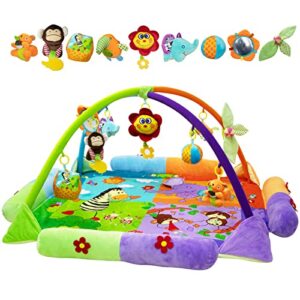 baby play gym activity mat – baby gyms with 5 sensory toys and 1 gym mat for sensory and motor skills development language exploration for baby multiple development gifts for toddlers