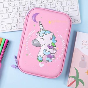 SOOCUTE Moon Unicorn Pop Out Big Capacity Pencil Pen Case Bag Pouch Holder for School Office College Girls Kids Toddlers (Light Pink)