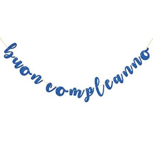 innoru buon compleanno banner, italian happy birthday party decorations, italian themed birthday party bunting garland, birthday party decoration navy blue glitter