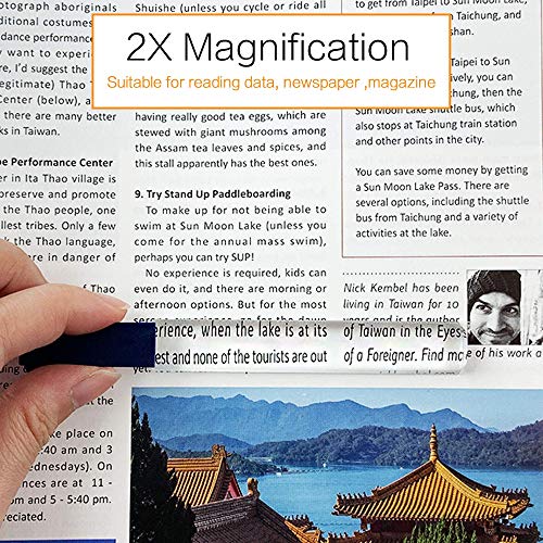 MAGDEPO 4X Lighted Handheld / Hand-Free Bar Magnifier 6 Bright LEDs with Yellow Tracker Line + 2X Stick Bar Magnifier Ideal for Reading Small Prints, Map, Newspaper, Magazine, Low Vision