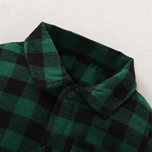 LYSMuch Newborn Baby Boys Plaid Romper Infant Onesie Jumpsuit Outfit Kid's Fall Clothes (0-3 Months, Green Plaid Long Sleeved Romper)