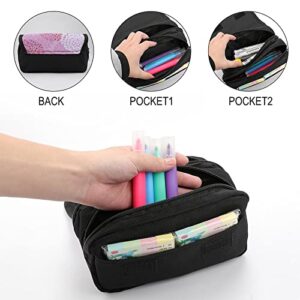 Dahlia Floral Background Large Capacity Pencil Case Multi-Slot Pencil Bag Portable Pen Storage Pouch with Zipper