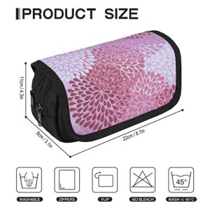 Dahlia Floral Background Large Capacity Pencil Case Multi-Slot Pencil Bag Portable Pen Storage Pouch with Zipper