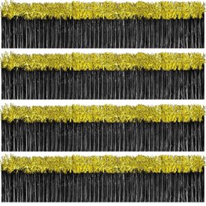 10 pcs graduation parade float decorations, include foil fringe garland set of 4 and metallic twist garland set of 6, car decorations for congrats grad (black and gold)