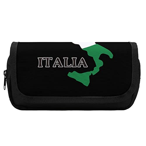 Italy Flag Map Large Capacity Pencil Case Multi-Slot Pencil Bag Portable Pen Storage Pouch with Zipper