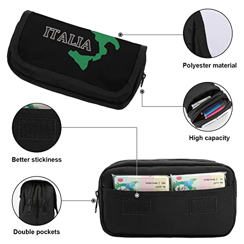 Italy Flag Map Large Capacity Pencil Case Multi-Slot Pencil Bag Portable Pen Storage Pouch with Zipper