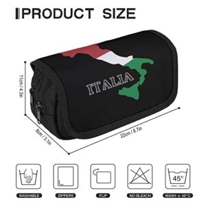 Italy Flag Map Large Capacity Pencil Case Multi-Slot Pencil Bag Portable Pen Storage Pouch with Zipper