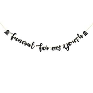 halawawa funeral for my youth banner, funeral birthday banner for 20th 30th 40th 50th birthday, death to my youth here lies your youth banner for men women lady birthday party decorations