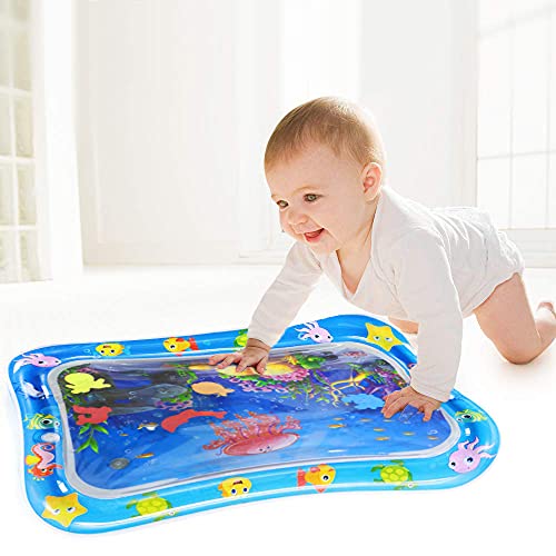 TAOYIJOY Tummy Time Baby Water Mat, Soft Infant Baby Toys Mat, Indoor Floor Inflatable Sensory Development Baby Water Mat for 3 6 9 12Months Newborn Toddlers Boy Girl