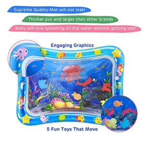 TAOYIJOY Tummy Time Baby Water Mat, Soft Infant Baby Toys Mat, Indoor Floor Inflatable Sensory Development Baby Water Mat for 3 6 9 12Months Newborn Toddlers Boy Girl