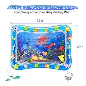 TAOYIJOY Tummy Time Baby Water Mat, Soft Infant Baby Toys Mat, Indoor Floor Inflatable Sensory Development Baby Water Mat for 3 6 9 12Months Newborn Toddlers Boy Girl