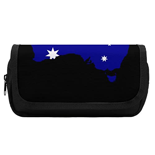 Australia Flag Map Large Capacity Pencil Case Multi-Slot Pencil Bag Portable Pen Storage Pouch with Zipper