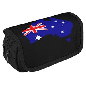 Australia Flag Map Large Capacity Pencil Case Multi-Slot Pencil Bag Portable Pen Storage Pouch with Zipper