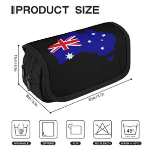 Australia Flag Map Large Capacity Pencil Case Multi-Slot Pencil Bag Portable Pen Storage Pouch with Zipper