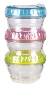 artbin 6940ad twisterz 3-pack, small art & craft organizers, 1.4 fluid oz, [3] interlocking plastic storage jars, clear with multicolored lids, short, multi colored, 3 piece