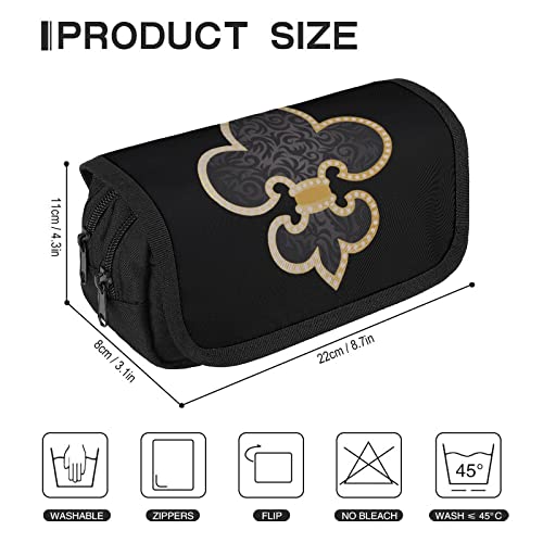 Fleurdelis Fleur De Lis Royal French Lily Gothic Large Capacity Pencil Case Multi-Slot Pencil Bag Portable Pen Storage Pouch with Zipper