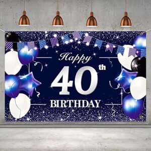 p.g collin happy 40th birthday banner backdrop sign background 40 birthday party decorations supplies for him men 6 x 4ft, blue white 40 (hb40-bs)