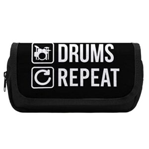 EAT Sleep Drum Repeat Large Capacity Pencil Case Multi-Slot Pencil Bag Portable Pen Storage Pouch with Zipper