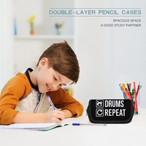 EAT Sleep Drum Repeat Large Capacity Pencil Case Multi-Slot Pencil Bag Portable Pen Storage Pouch with Zipper