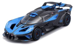 bburago – 1/43 scale model compatible with bugatti replica miniature model compatible with bolide w16 8.0 four turbo 2020 sports car model collectible with base tray & acrylic top cover (blue)