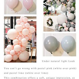 Eanjia Balloon Arch & Garland Kit Double-Stuffed 5"-18" Pastels Pink Gray Rose Gold Confetti Balloons Bulk 16ft for Wedding Baby Shower Birthday Party Shop Decoration (Pink)